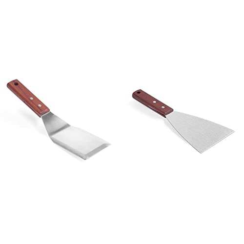 HENDI Hamburgerwender, mit Holzgriff, Grillwender, Bratenwender, Pfannenwender, Spachtel, 120mm, 75x270mm, Edelstahl & Grillspachtel, Spachtel, Winkelpalette, Barbecue-Grillspachtel, 1180, 100x260mm von HENDI