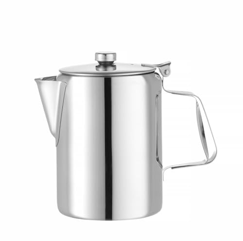 HENDI Kaffee-/Teekanne, mit Klappdeckel, Kaffeekanne, Wasserkessel Tropfwasserkocher, Kaffee, 0,6 L, ø97x(H)142mm, Edelstahl von HENDI