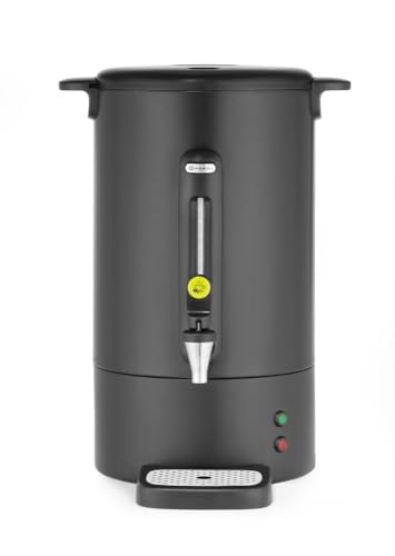 HENDI Perkolator - mattschwarz, Kaffeekanne, Kaffeezubreiter, Einwandiges, Edelstahlgehäuse, mit Polypropylen-Griffen und Deckel, 14L, 230V, 1650W, 357x380x(H) 502mm, Schwarz, Edelstahl, Polypropylen von HENDI