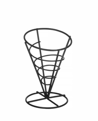 HENDI Pommeshalter, Pommestütenhalter, Pommesständer, Pommeskorb, snack-korb, ø115x(H)172mm, Mattschwarz von HENDI