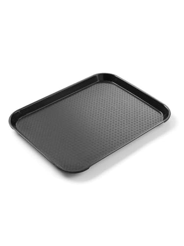 HENDI 878750 Serviertablett, Tablett, Temperaturbeständig bis 80°C, Fastfood, Polypropylen, 265x345mm, Schwarz von HENDI