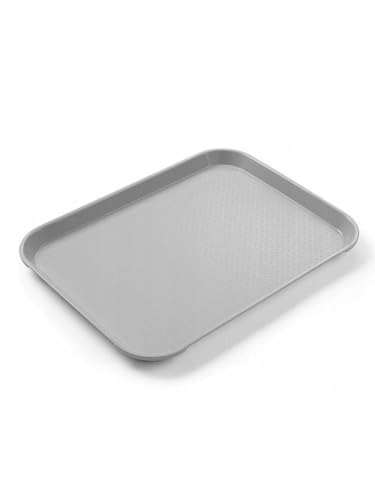 HENDI Serviertablett, Tablett, temperaturbeständig bis 80 °C, Fastfood, Klein, 265x345x(H) 20mm, Polypropylen, grau von HENDI