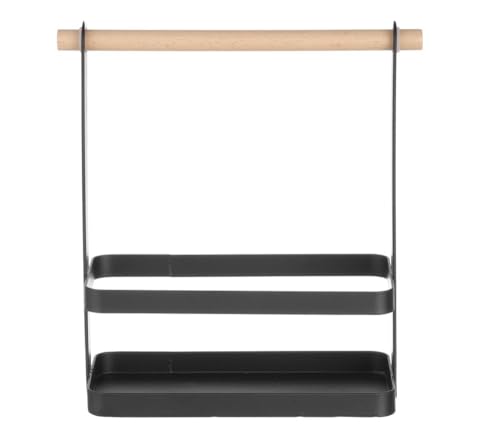 HENDI Table Caddy, mit Holzgriff, Besteckbehälter, Behälter, Nicht geeignet für Waschmaschine, 230x100x(H0240mm, Edelstahl, Schwarz von HENDI