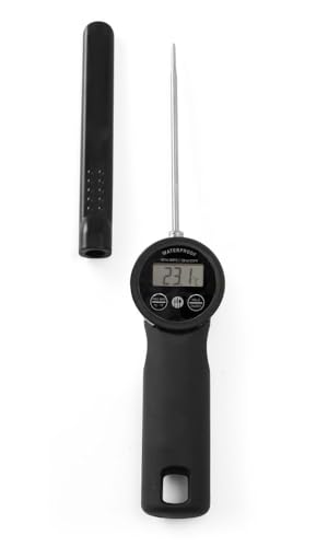 HENDI Thermometer, Wasserdicht, Thermometer, Küchenthermometer, Inkl. Batterie, Messbereich -50 °C bis +300°C, 120mm Edelstahlsonde, black, 290x55x(H)20mm von HENDI