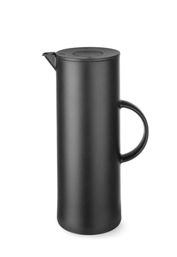 HENDI 449615 Thermoskanne, Isolierkanne, Doppelwandig mit Innenbehälter aus Glas, für Kaffee oder tee, 1L, 110x(H) 289mm, Polypropylen, Schwarz von HENDI