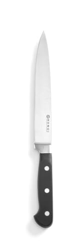 HENDI Tranchiermesser, Küchenmesser, Messer, Hergestellt aus geschmiedetem Chrom-Molybdän-Stahl, Klinge: 200mm, Länge: 330mm, POM-Plastic, Edelstahl von HENDI