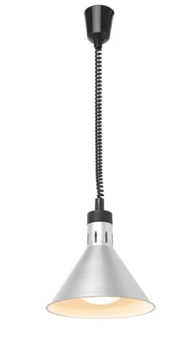 HENDI Wärmelampe, Inkl. Splitterfreie lampe, Höhenverstellbar, Konisch, Warmhalten von Speisen, Speisenwärmer, 230V, 250W, ø275x(H)250mm, Silber, Aluminium von HENDI