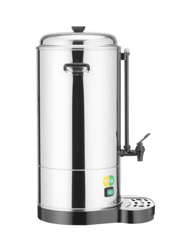 HENDI Heissgetränkespender, Doppelwandig, Energiesparend, non drip Hahn, wartungsfreies Heizelement, Temperatur regelbar bis 110°C, mit Trockenkochschutz, 18L, 230V, 2200W, 386x393x(H)602mm, Edelstahl von HENDI