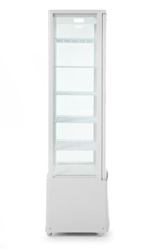 HENDI Kühlvitrine, Aufsatz, Kuchenvitrine, 2/8˚C, automatischer Abtauung, Inklusive 5 höhenverstellbare Regalböden, LED Innenbeleuchtung Oben, 270L, 230V, 290W, 556x526x(H) 1913mm, Weiß von HENDI