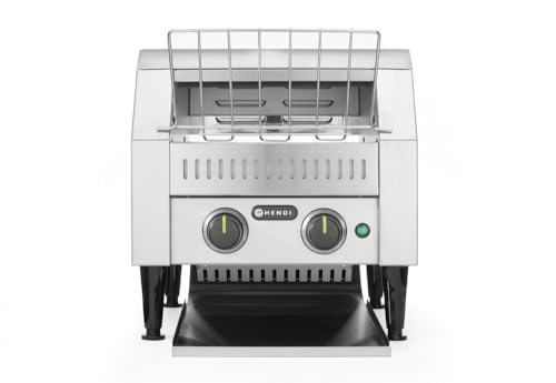 HENDI Durchlauf-Toaster, doppelt, Förderbandtoaster, Kettentoaster, Einstellbar Röstzeit bis zu 3 minuten, führung Edelstahl, 230V, 2240W, 418x368x(H)387mm, Edelstahl von HENDI