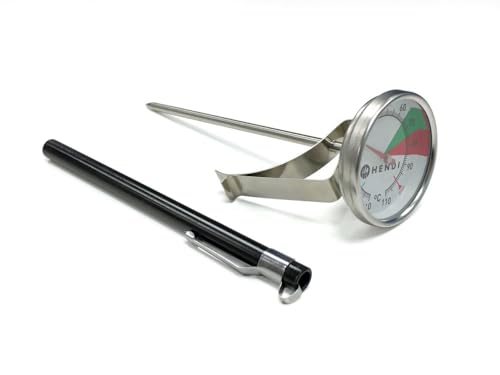 HENDI Thermometer, für Milchschaum, Einstechmeter, Küchenthermometer, Fleischthermometer, Temperaturbereich -10° bis 110° C, Graduierung 1°C, ø44x(H)140mm von HENDI