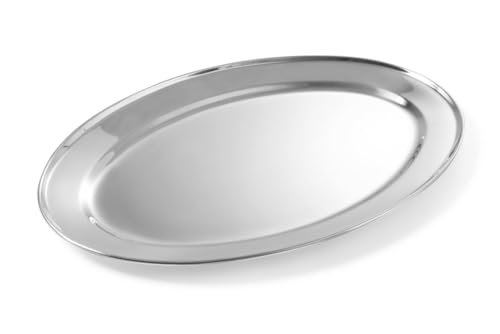 HENDI 404607 Serviertablett, Oval, Catering, Sandwichplatte, Tablett Edelstahl, 500x350mm, Edelstahl von HENDI