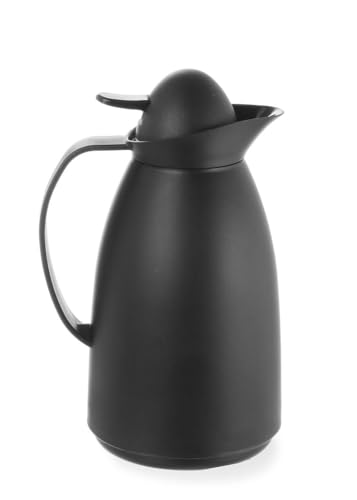 HENDI Isolierkanne, mit Innenbehälter aus Glas, Kaffekanne, Termoskanne, Teekanne, 1L, Polypropylen, ø140x(H)268mm, schwarz von HENDI