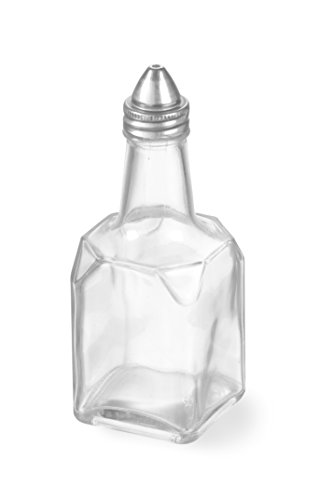 HENDI Essig- und Ölflasche, quadratisch, Glasflasche, Edelstahlstreuer, Gewürzstreuer, 0,18L, Edelstahl von HENDI