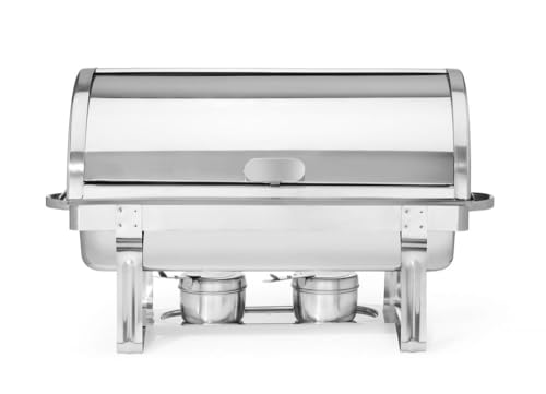 HENDI Chafing Dish - Rolltop, geeignet für Gastronormbehälter bis zu 100 mm tief., Warmhaltebehälter, Speisewärmer, Behälter, 9L, 590x340x(H)400mm, Edelstahl 18/0, grau von HENDI