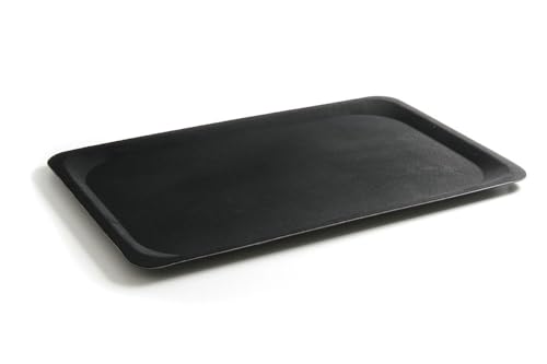 HENDI Serviertablett, Tablett, Temperaturbeständig von -10° bis 100°C, Gastro Tablett, Polyester glasfaserverstärkt, rechteckig, Antirutschbeschichtung, Schockfest, Euronorm, 370x530mm, Schwarz von HENDI