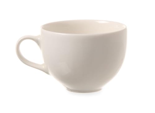 HENDI Cappuccinotasse, Untertasse 780206, Verstärkte Kanten, Wertige Glasur, Hohe Schlag- und Verschleißfestigkeit, geeignet für Mikrowelle,Geschirrspüler, 250ml, Weißes Hotelporzellan von HENDI