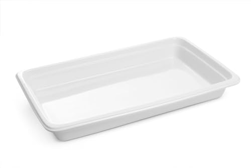 HENDI Gastronormbehälter, Hohe Schlag- und Verschleißfestigkeit, geeignet für Mikrowelle, Geschirrspüler, GN 1/1, 530x325x(H)65mm, Weiß Porzellan von HENDI