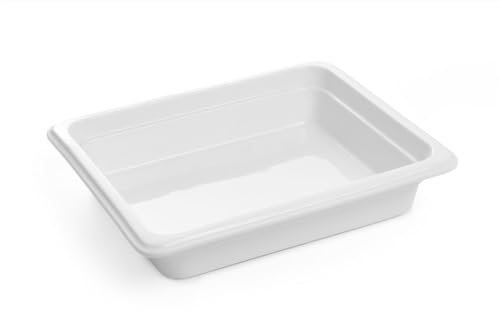 HENDI Gastronormbehälter, Hohe Schlag- und Verschleißfestigkeit, geeignet für Mikrowelle, Geschirrspüler, GN 1/2, 325x265x(H) 65mm, Weiß Porzellan von HENDI
