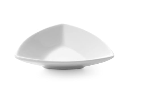 HENDI Tapasschälchen Triangolo, Stückzahl: 6, Hohe Schlag- und Verschleißfestigkeit, geeignet für Mikrowelle, Geschirrspüler, 100x100(H) 25mm, Weiß Porzellan von HENDI