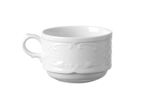 HENDI Kaffeetasse, für HENDI Untertasse 787151, Verstärkte Kanten, Wertige Glasur, Hohe Schlag- und Verschleißfestigkeit, geeignet für Mikrowelle, Geschirrspüler, 180ml, ø82mm, Weißes Hotelporzellan von HENDI