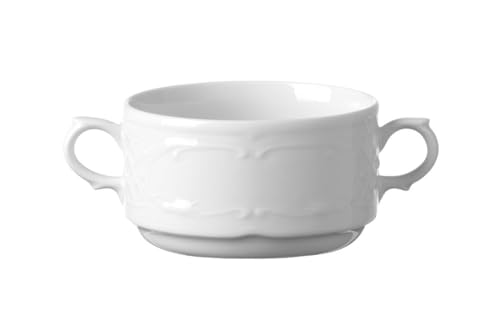 HENDI Suppenschale, für HENDI Untertasse 787182, Verstärkte Kanten, Wertige Glasur, Hohe Schlag- und Verschleißfestigkeit, geeignet für Mikrowelle, Geschirrspüler, 250ml, ø100mm, Weißes Hotelporzellan von HENDI