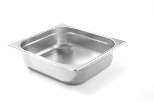 HENDI 800232 Gastronormbehälter, Temperaturbeständig von -40° bis 300°C, Heissluftöfen-Kühl- und Tiefkühlschränken-Chafing Dishes-Bain Marie, 9L, GN 2/3, 354x325x(H)100mm, Edelstahl von HENDI