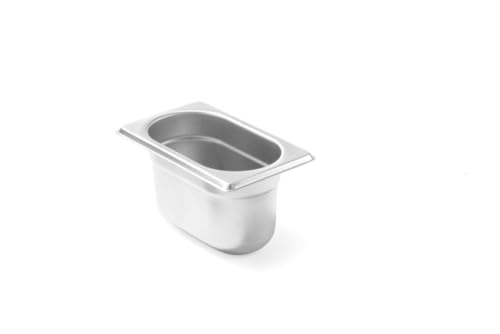 HENDI Gastronormbehälter, temperaturbeständig von -40° bis 300°C, Heissluftöfen-Kühl- und Tiefkühlschränken-Chafing Dishes-Bain Marie, 0, 6L, GN 1/9, 176X108X(H)65Mm, Edelstahl von HENDI