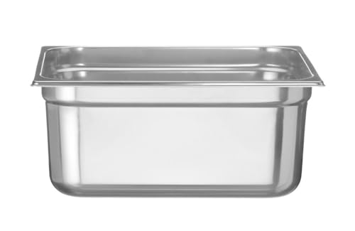 HENDI Gastronormbehälter, Temperaturbeständig von -40° bis 300°C, Heissluftöfen-Kühl- und Tiefkühlschränken-Chafing Dishes-Bain Marie, Stapelbar, 13L, GN 2/3, 354x325x(H)150mm, Edelstahl 18/10 von HENDI