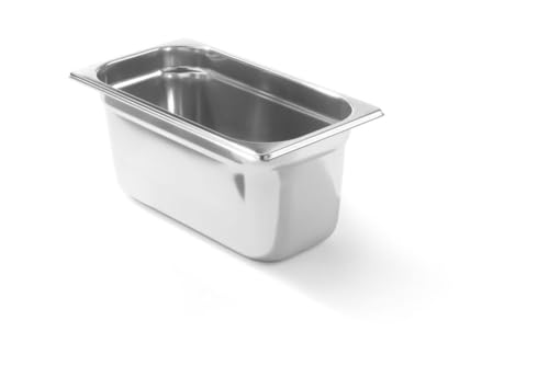 HENDI Gastronormbehälter, Temperaturbeständig von -40° bis 300°C, Heissluftöfen-Kühl- und Tiefkühlschränken-Chafing Dishes-Bain Marie, Stapelbar, 5,7L, GN 1/3, 325x176x(H)150mm, Edelstahl 18/10 von HENDI