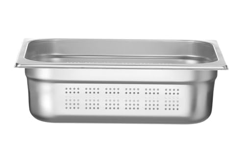 HENDI Gastronormbehälter, Temperaturbeständig von -40° bis 300°C, Heissluftöfen-Kühl- und Tiefkühlschränken-Chafing Dishes-Bain Marie, perforiert, 6,5L, GN 1/2, 325x265x(H)100mm, Edelstahl 18/10 von HENDI