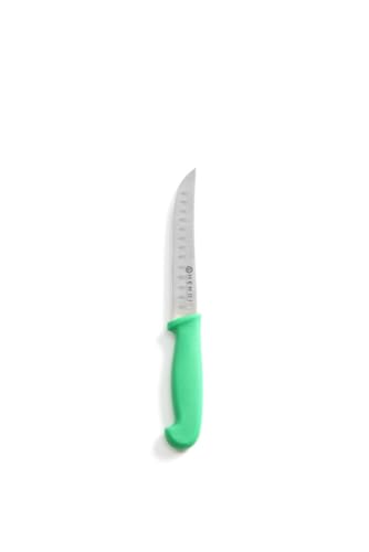 HENDI Universalmesser, langes Modell, Kochmesser, Küchenmesser, Wellenschliff, Geschirrspülmaschinengeeignet, HACCP, für Gemüse und Obst, Klinge: 130mm, Länge 230mm, Edelstahl, Polypropylen, grün von HENDI