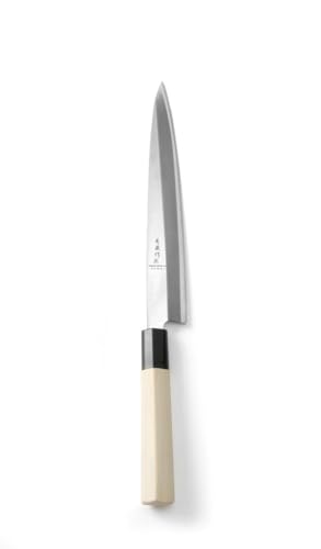 HENDI Messer "Sashimi", mit Holzgriff, Japanische Messer, Küchenmesser, Messer, Deutscher Stahl X50CrMoV15, Klinge: 210mm, Länge: 340mm von HENDI