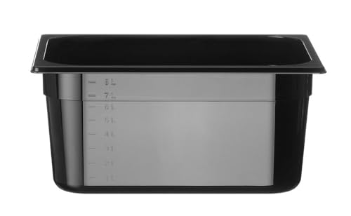 HENDI Gastronormbehälter, Temperaturbeständig von -40° bis 110°C, Skalierung, Geruchs- und geschmackneutral, 9,5L, Polycarbonat, GN 1/2, 325x265x(H)150mm, Schwarz von HENDI