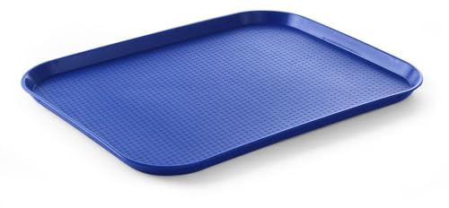 HENDI 878828 Serviertablett, Tablett, Temperaturbeständig bis 80°C, Fastfood, Polypropylen, 350x450x(H)20mm, Groß, Blau von HENDI