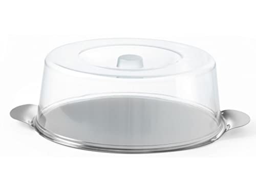 HENDI Tortenplatte, Kuchenbehälter, Kuchenbox, mit Polystyren Haube, Tortenplatte aus Edelstahl, ø300x(H)110mm von HENDI