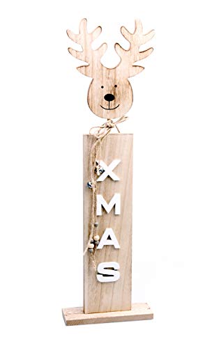 Hendriks XXL Deko-Figur aus Holz, Elch-Kopf X-Mas, 60x18x6cm, Zwei Größen wählbar, Rentier Hirsch Weihnachts-Deko Weihnachten von Hendriks