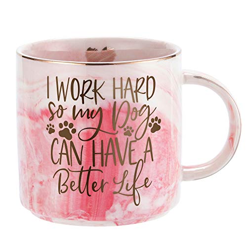 Kaffeetasse mit Aufschrift "I Work Hard So My Dog Can Have A Better Life", 326 ml von Hendson