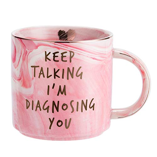 Psychologie Gifts Lustige Geschenkidee für Psychologisten, Psychiater, Therapeuten, Schulberaterin, Frauen, Chef, Kollegen, Abschluss – Keep Talking I'm Diagnosing You – Pinke Kaffeetasse 326 ml von Hendson