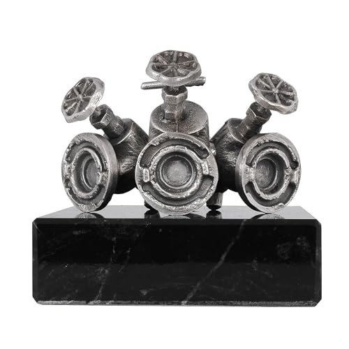 Henecka • Büsten & Skulpturen • Feuerwehr Pokal • Feuerwehr Trophäe • Metall-Guss-Figur • Verteiler-Wasser-Schlauch • Exklusive Auszeichnung • Marmorsockel, mit Wunschgravur von Henecka