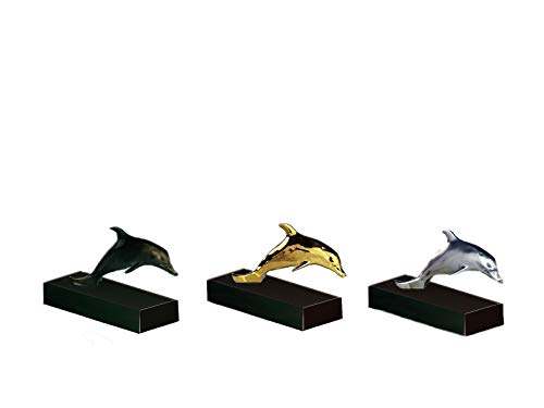 Henecka Büsten u. Skulpturen -SEA-, Delfin-Pokal, Metall-Guss-Figur -Delphine - Gold, Silber, Bronze, Marmorsockel, mit Wunschgravur (Delphin Gold) von Henecka