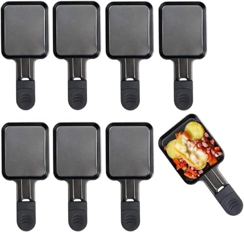 Raclette Pfännchen Ersatz Mini Pfännchen Raclette Edelstahl Antihaftbeschichtet für den Raclette Grill Zubehör, 18x8x1.5cm,8 Stück von HengBO