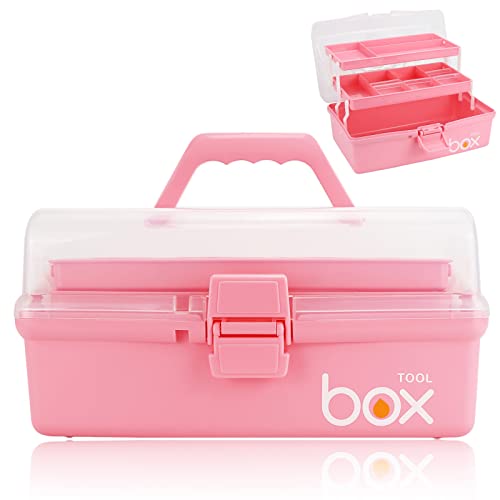 HengLiSam 3-Lagen Mehrzweck-Aufbewahrungsbox，medikamenten aufbewahrung，lego aufbewahrungsboxen，bastelkoffer，nähkasten，Angelbox，Kosmetika Aufbewahrungsbox（Rosa 30.5 cm) von HengLiSam