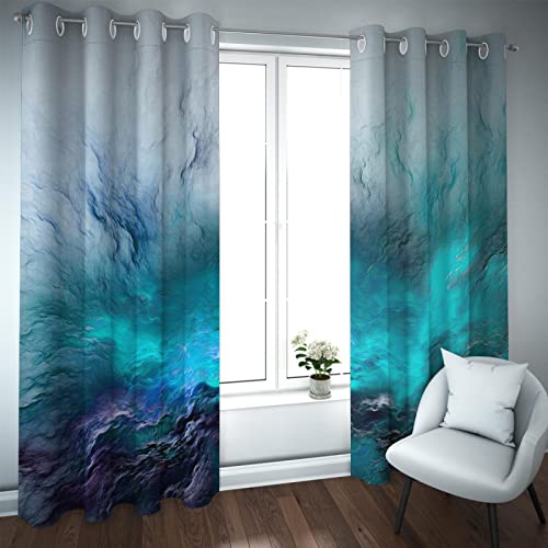 HengYun ART Blaue Farbverlaufsvorhänge Flauschiger Wolkendruck für Wohnzimmer Schlafzimmer Vorhänge Wärmeisolierter Raum Verdunkelung Sichtschutzvorhänge Lila 2xH245 x B140 cm von HengYun ART