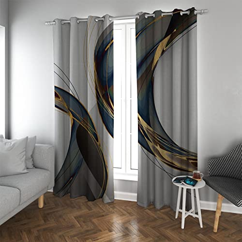 HengYun ART Moderner Abstrakter nordischer Stil 2-teiliger Verdunkelungsvorhang isoliert langlebiger Möbelschutz Dekor Verdunkelungsvorhang für Wohnzimmer 2X W96xL122cm von HengYun ART