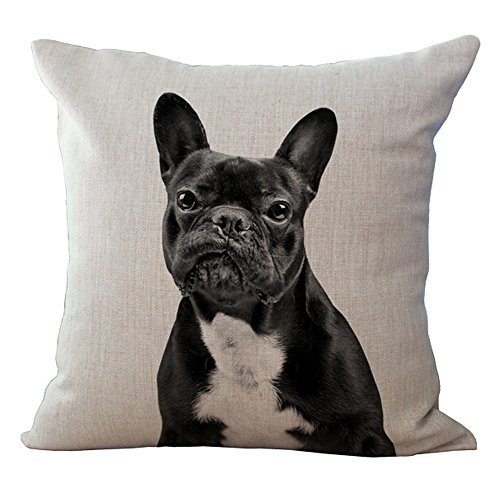 Kissenbezug von Hengjiang mit Design einer niedlichen französischen Bulldogge, Leinen-Baumwolle, dekorativer Kissenbezug, Hund 01 Kissenbezug von Hengjiang mit Design einer niedlichen französischen Bulldogge, Leinen-Baumwolle, dekorativer Kissenbezug, Hund 01 von Hengjiang