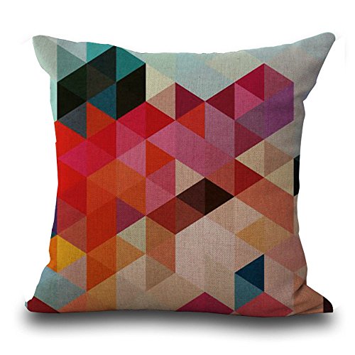 Hengjiang bunte Kissenbezüge, geometrisch, abstraktes Design, aus Leinen, als Dekoration, 45 x 45 cm, für Sofa 02 von Hengjiang