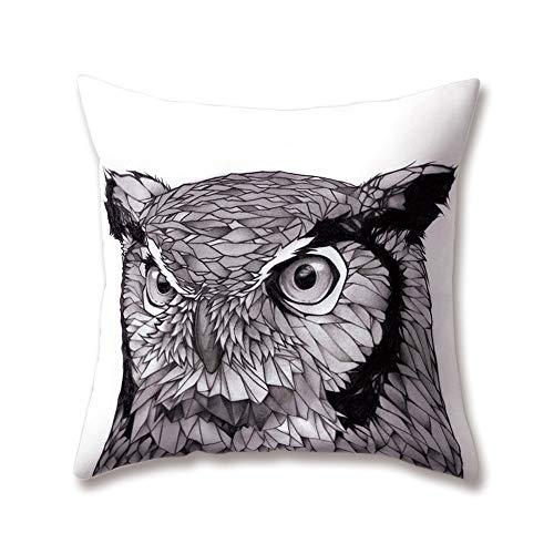 Hengjiang Kissen Cute Cartoon Vogel Eule Druck 18 x 18/45 x 45 cm Doppelseitig Überwurf Weich Plüsch Kissen für Home Sofa Bett Deko, Polyester, 04, 45 cm*45 cm von Hengjiang