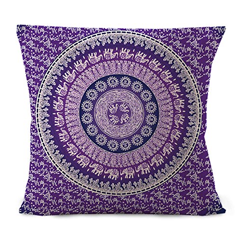 Hengjiang Kissenbezüge im südostasiatischen Stil Mandala Ethno-Serie Baumwolle Leinen Quadratischer Kissenbezug Kissen für Zuhause Stuhl Sofa Bett Shop Bar Club Auto- und Bürodekoration Purple 03 von WEIANG