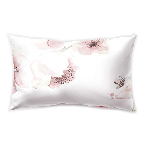 Hengjiang Kissenbezug, rosa Blume, Kirschblüten, doppelseitiger Druck, weicher Plüsch-Kissenbezug, 30 cm x 50 cm, Polyester, 06, About 50 * 30cm von WEIANG